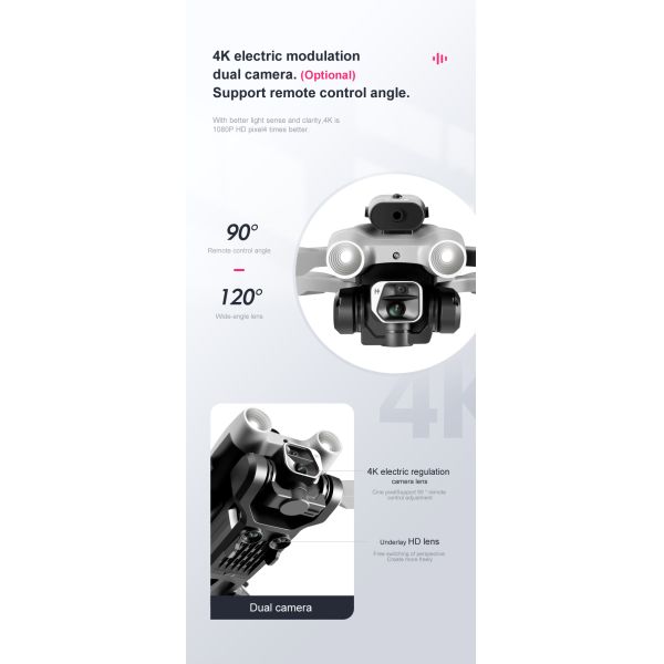 K9 Mini Drone Maximum Flight Time 10-20min Beginner Operator Skill Level 4k HD Dual Camera Four-sided Obstacle Avoidance