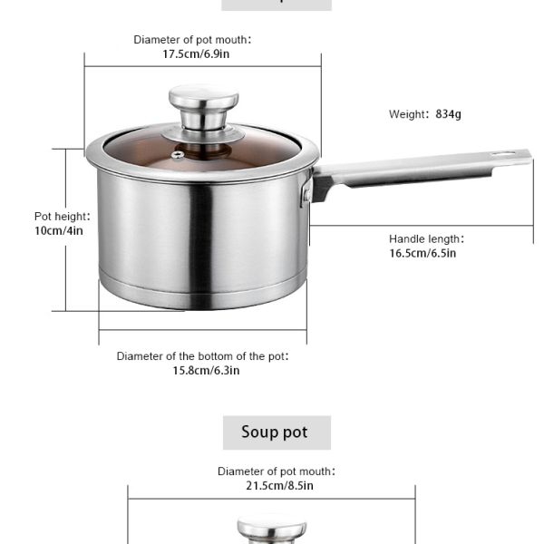 Multi-function Kitchen Cookware Silver Cooking Pot Set Stainless Steel Cookware Sets With Thick Stainless Steel Handle