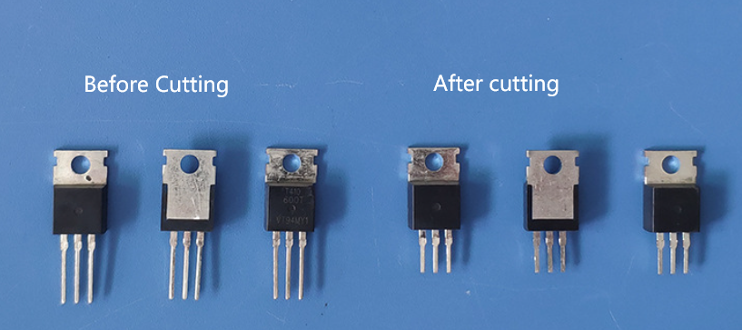 RS-901AS Automatic Bulk Transistor Leg Cutting Machine MOS Components Pin Cutting Flat Leg