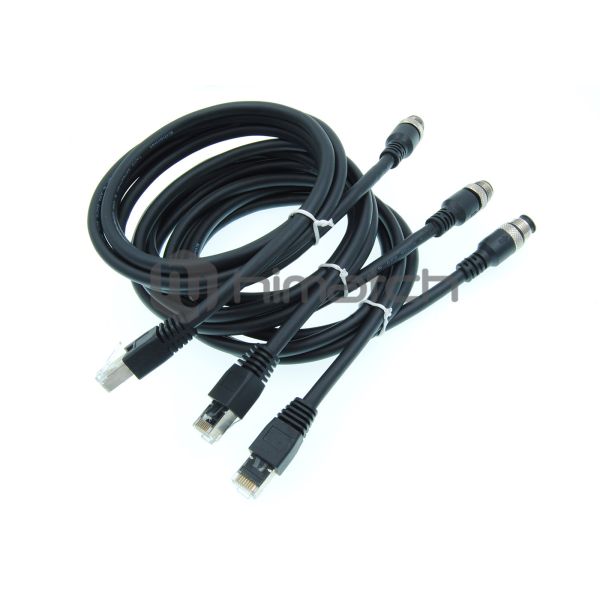 4 Pairs Shielded Ethernet Cable , PVC Flexible RJ45 To M12 M12 D Coded Cable