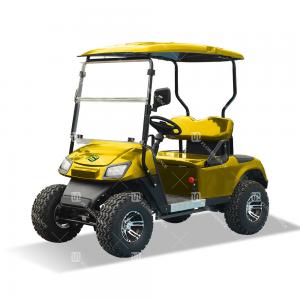  Yellow Color 14 Inches Off-Road Tires 4 Wheel Utility 2 Seater Golf Cart With Foldable Front Windshield Manufactures
