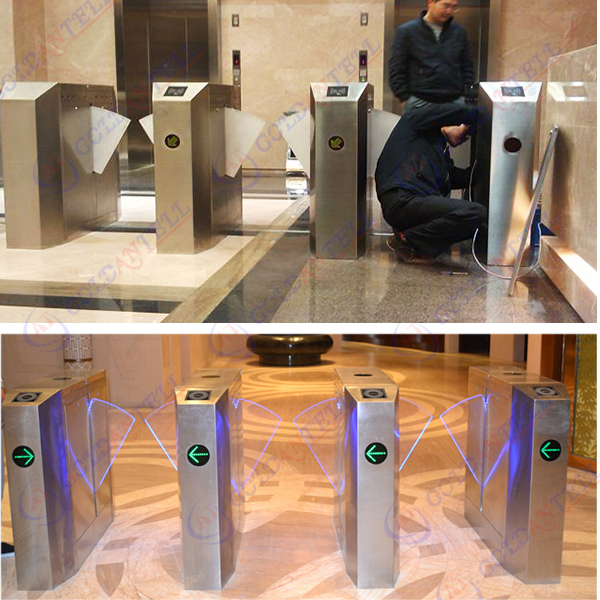 Qr code reader Baffle Flap Barrier Gate , Gym / stadium turnstile gate systems