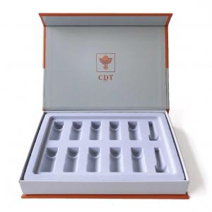  Orange Elegant Beauty Box Gift Set Custom Glass Bottle Holder Inserts Manufactures