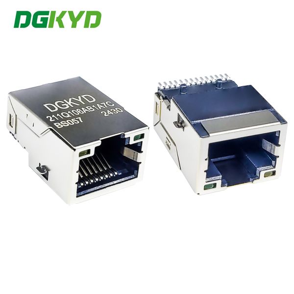 Quality RJ45 1000/BASE-T Integrated Filtering Network Connector SMT LCP Surface Mount Interface DGKYD211Q106AB1A7CBS057 for sale