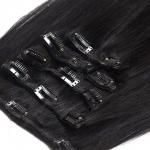 Jet Black Real Human Hair Clip In Extensions , Body Wave Indian Remy Hair