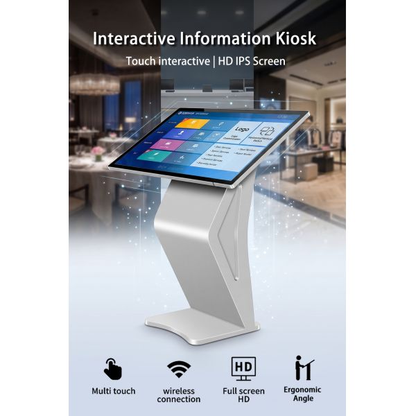 49-Inch S-Shape Landscape Advertising Display Interactive Query Machine 4K Touch Kiosk Commercial Information Board
