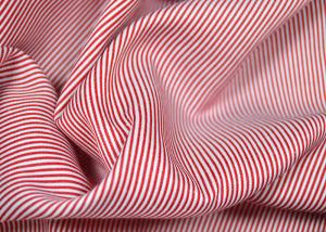 Soft Touch Cotton Yarn Dyed Fabric , Smooth Red And White Striped Material Manufactures