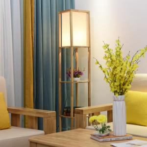  Nordic decoration home Floor Lamp for Living Room minimalist wood shelf tea table Lamp（WH-MFL-10) Manufactures