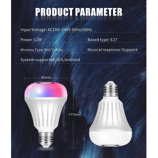 E26 E27 Smart Color Light Bulbs , RGBW Remote Control Led Bulbs Dimmable