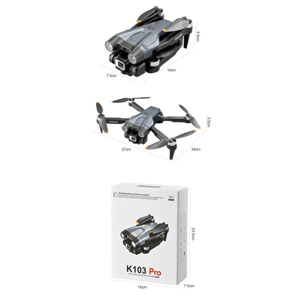 K103 Pro Obstacle Avoidance Drone 4k Dual Camera Brushless Optical Flow Hovering 200m 15mins 1800mah Wifi Fpv Quadcopter Toy