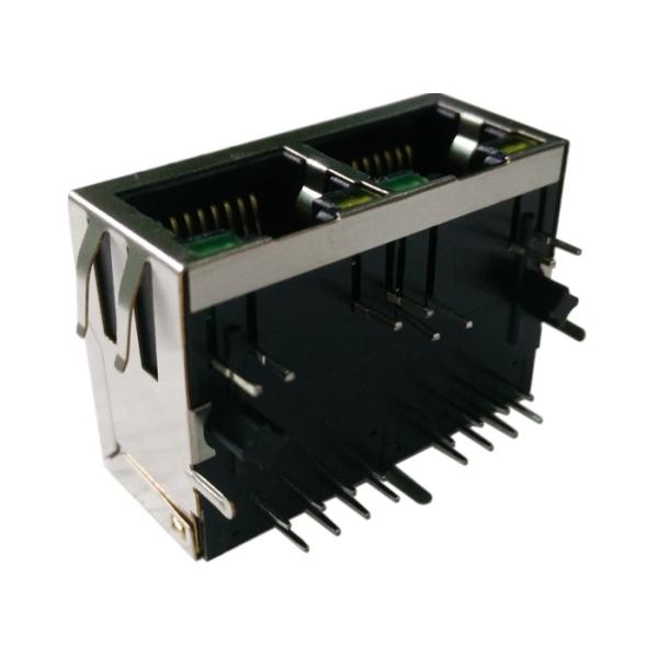 Quality ARJM12A1-811-BA-CW2 Multi-port Rj45 1x2 Ethernet Connector Dual Port 5G BASE - T for sale