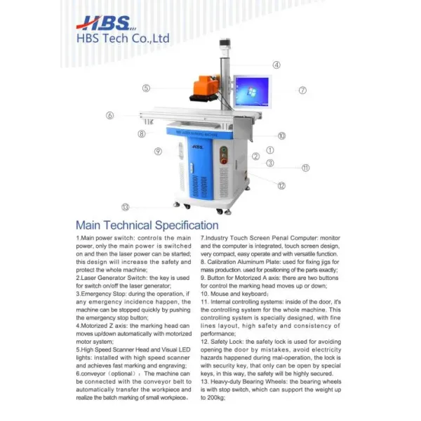 Hbs Visual Positioning Camera Glavo Head Fiber Laser Marking System