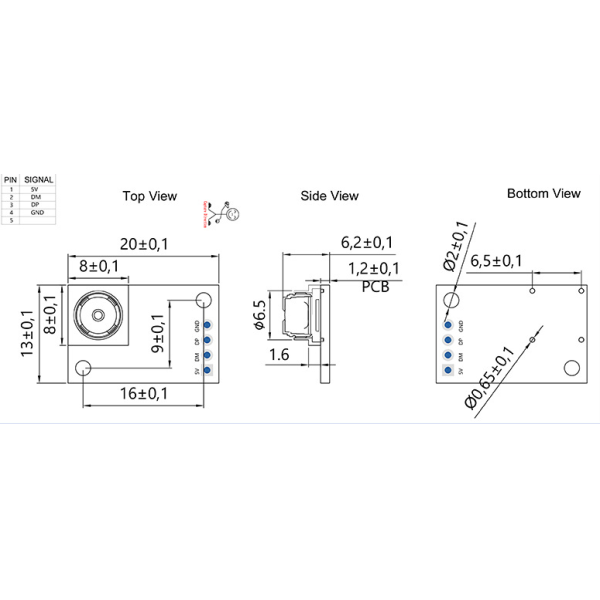 SC1346 1mp Uvc USB Camera Module 720P 30fps Fixed Focus Without Distortion