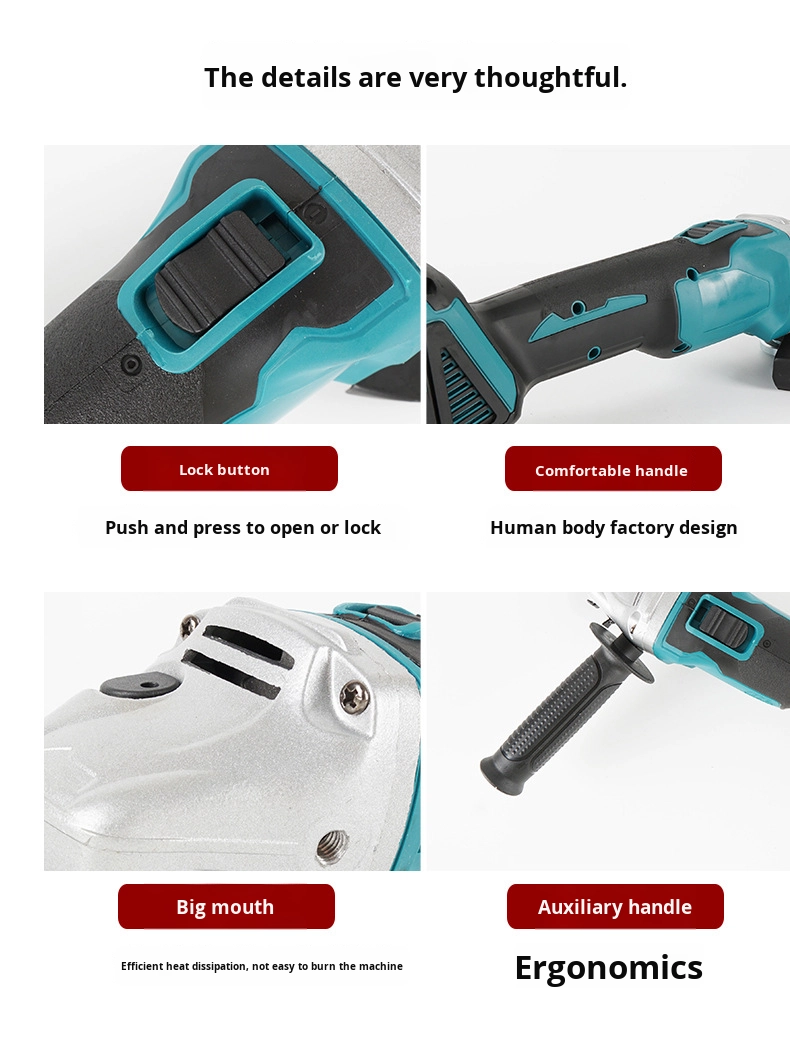 High Performance Rechargeable Brushless Electric Angle Grinder for DIY and Industrial Use