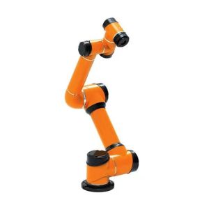 Robot arm 6 axis AUBO i5 manipulator operating with hand drive operation cobot