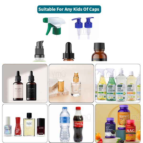 High Speed Capping Bottles Machine Automatic 4 Wheel Screw Capping Machine With Cap Feeder Bowl for Food and Cosmetic Bottles