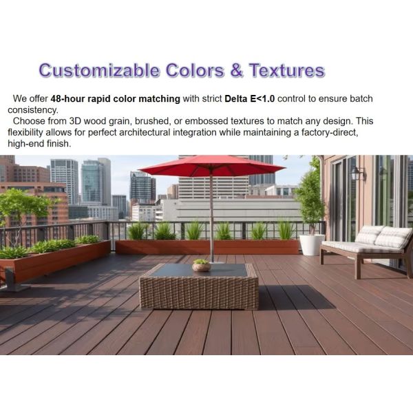 140*25mm Composite WPC Decking Panel UV Resistant Reversible Design