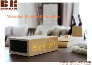  Wireless Music Box Wooden Bluetooth 4.0 Speaker Alarm Ditigal Clock Touch Sensor Display Temperature Manufactures