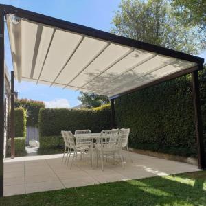 Retractable Shade Awning SUNC Custom PVC Pergola System With Sliding Canopy