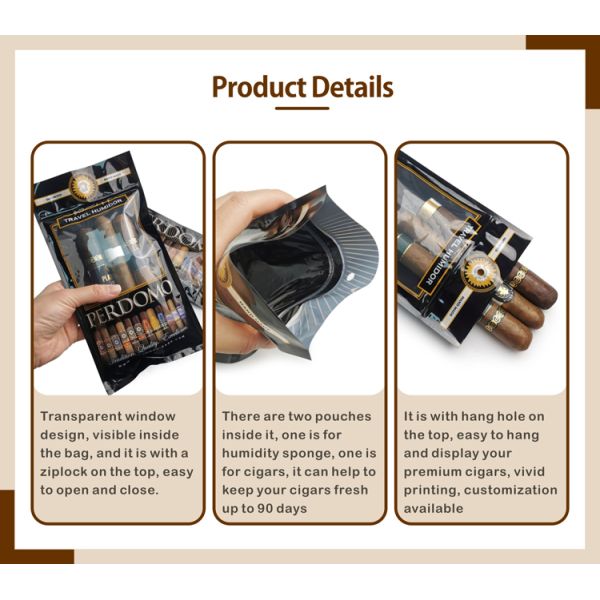 Medium cigar packaging bag moisture proof pouch ensuring cigars remain in optimal condition throughout supply chain