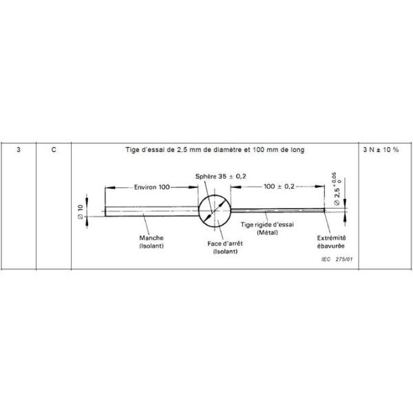 Test Probe C, IEC60529 Test Rod 2.5mm, IP3X