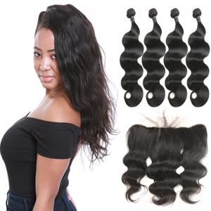 Unprocessed Brazilian Remy Human Hair Extensions Body Weave Lace Frontal