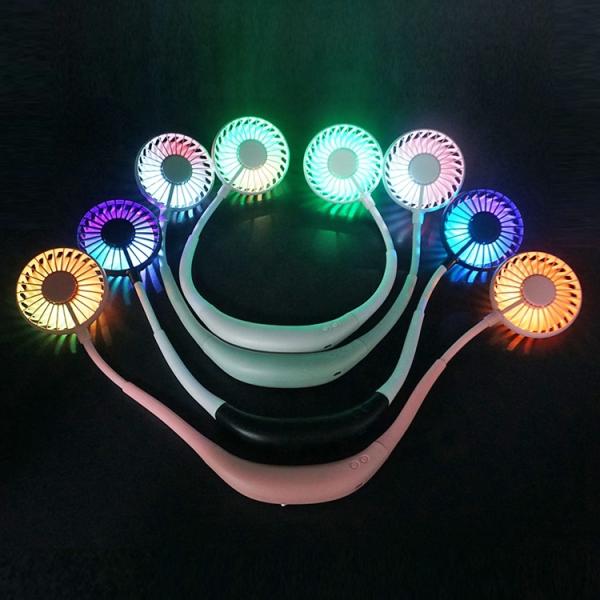 Rechargeable LED Light Hanging Neck USB Charging Mini Fan