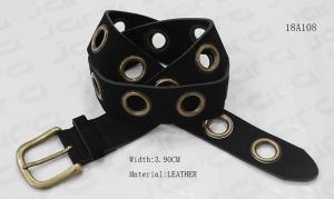 China Lady Suede Womens Leather Belt With Big Eyelets & Antic Brass Buckle on sale