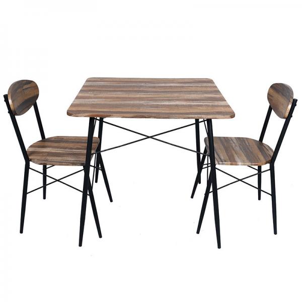 Quality Brown 2 Seater Metal Dinning Table And Chair Set MDF Wooden Top for sale
