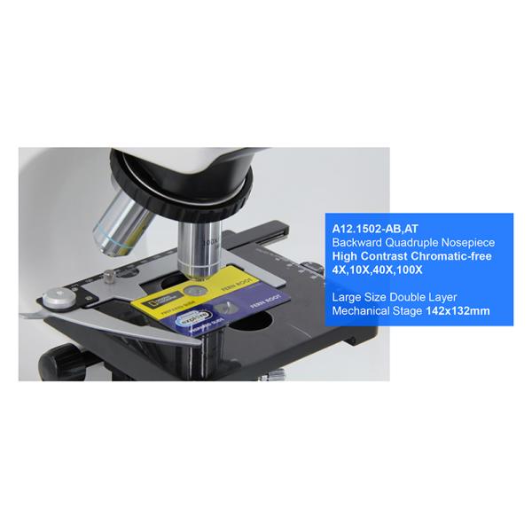 infinity Plan Achromatice Compound Optical Microscope 3W LED A12.1502 Backward Quadruple Nosepiece
