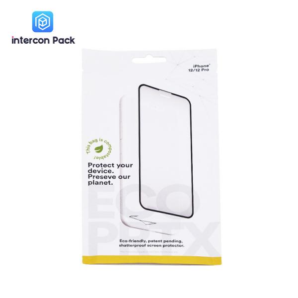 Stand Up Biodegradable Kraft Pouch Three Side Sealing For Mobile Phone Shell