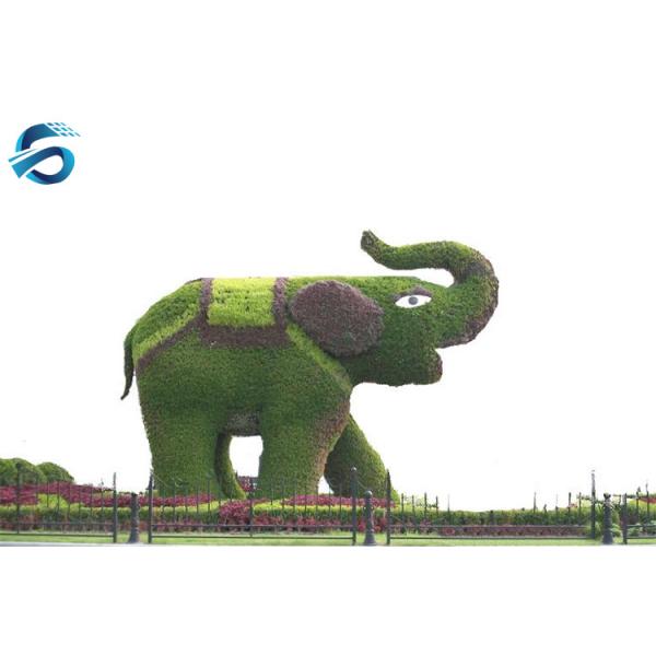 Vertical Green Artificial Topiary Trees Grass Statue Vivid Elephant Shape