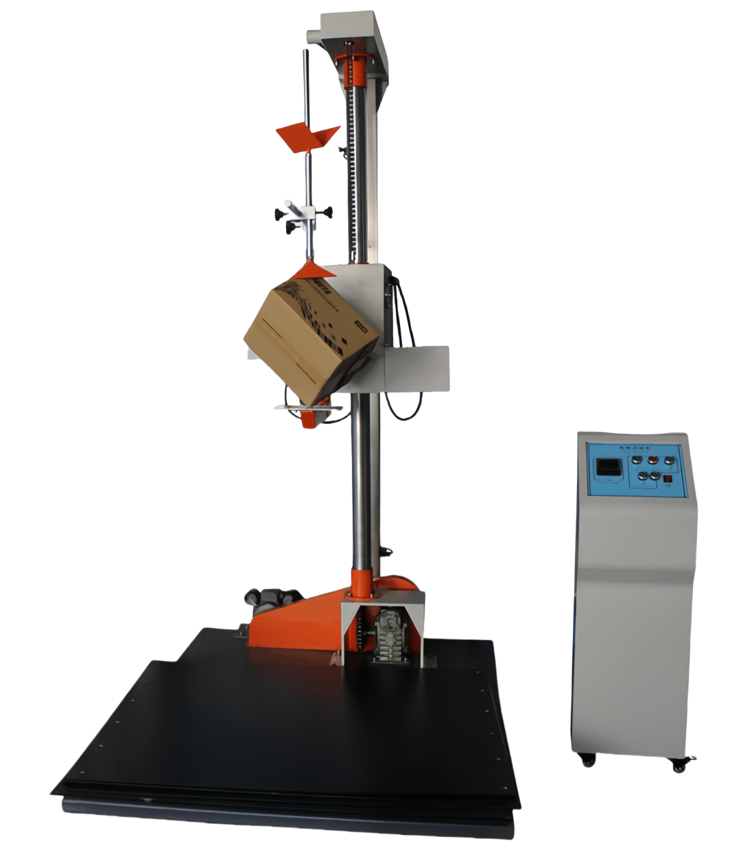 Single Wing Carton Drop Tester | Packaging Box Free Fall Impact Testing Machine for Edge, Corner and Surface Drop Test