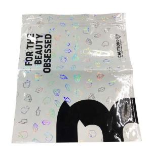 Holographic Compostable Aluminium Foil Three Side Seal Mylar Bag with Zipper and Window for Gifts or Cosmetics
