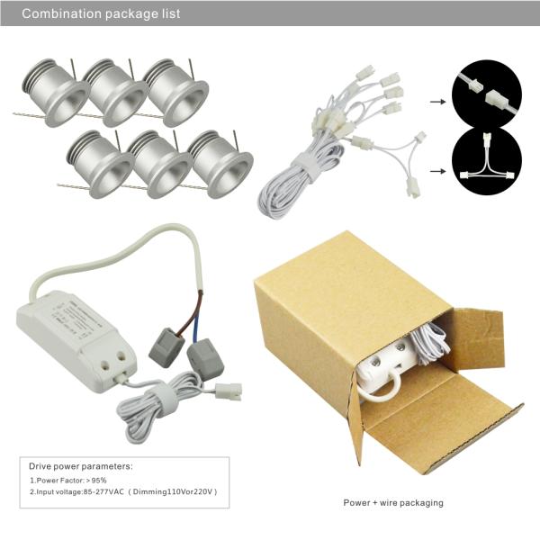 Mini 3W LED Light Downlight+Power Supply Kit Recessed LED Ceilling Spotlight
