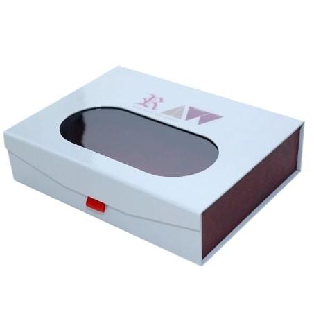 Quality Rigid Cardboard Magnet Gift Boxes Hinged Cardboard Box With PVC Window for sale