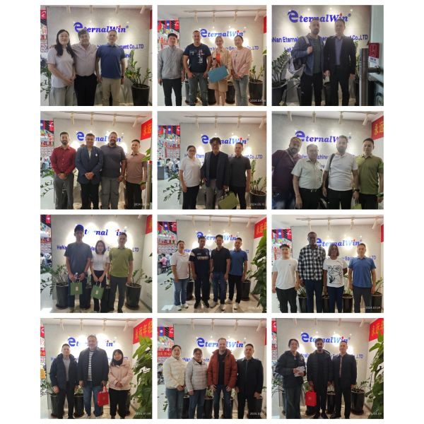 International clients visiting Eternalwin manufacturing facility and reviewing tower crane operations and quality control