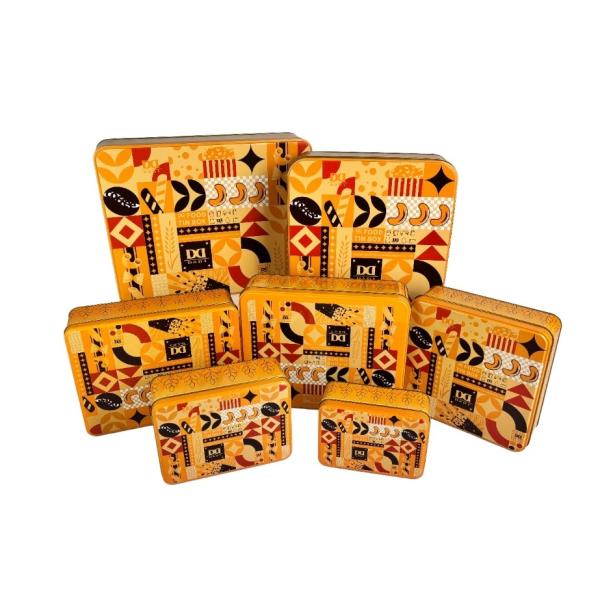 DADI Silkscreen Laser Embossing Rectangular Tin Can Custom Printed Biscuit Tin Box