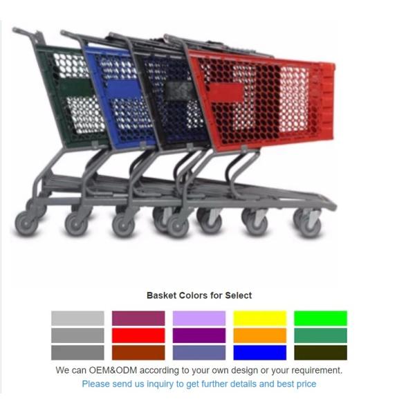 Heavy Duty Plastic Shopping Trolley Stackable Space Saving With Hand Push