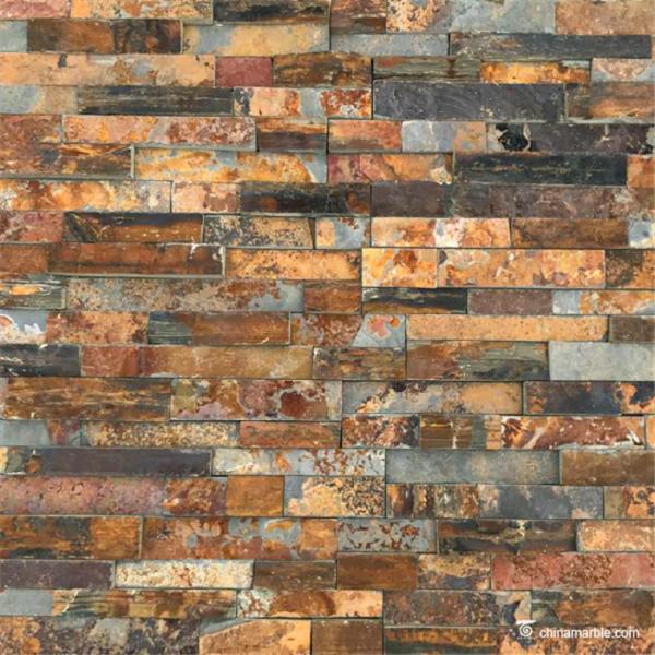 Quality Natural stone S1120 Rock Face Finished Slate Ledge Panel, Cheap Rust Slate Wall Cladding for sale