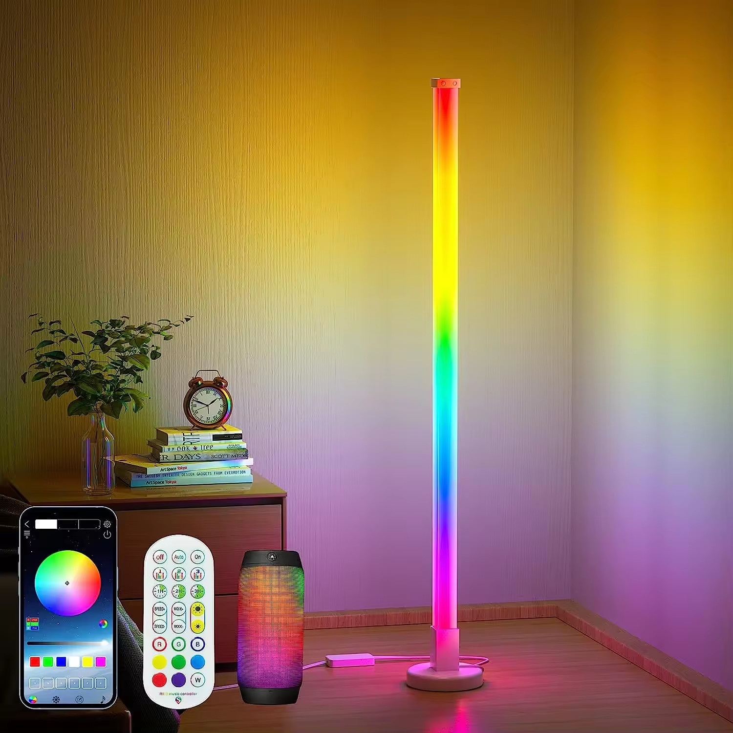  USB Sound Activated LED RGB Corner Floor Lamp Office Game Room WIFI / IR Remote Control Manufactures