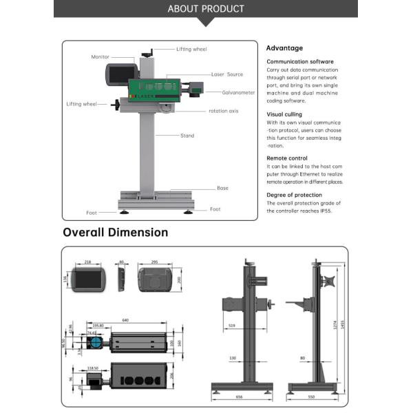 Industrial UV Laser Printer Machine , UV Flying Laser Marking Machine