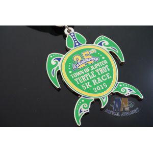 Sea Turtle Design Custom Imitation Hard Enamel with Sublimated Ribbon