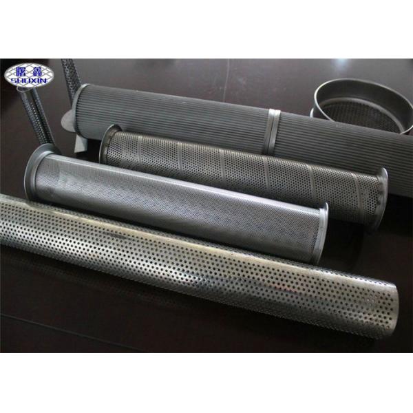 Welded Perforated Filter Tube , Smooth Flat Surface Perforated Metal Pipe