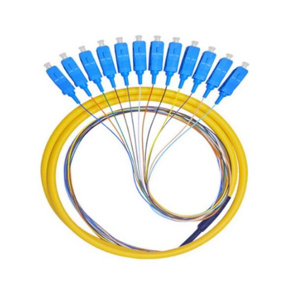 Yellow Multimode Fiber Optic Patch Cables , 12 Cores St To St Fiber Patch Cable