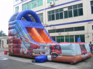 China Customized Outdoor Inflatable Slide / Commercial Fire Truck Inflatable Slide on sale