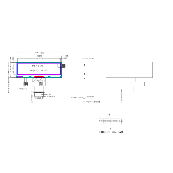 3.9 Inch Bar Type TFT LCD Display Module 480*128 Resolution RGB Interface Driver IC NV3047E