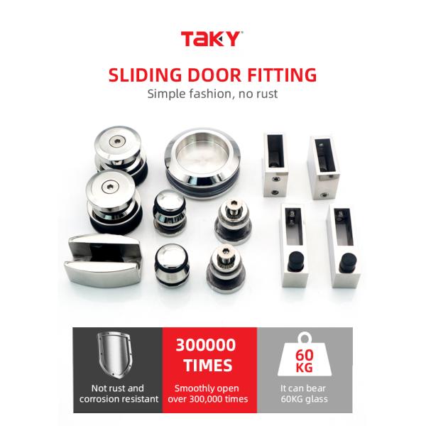 Silver Shower Sliding Door Fitting Set for Customized Bathroom Enclosure Hardware