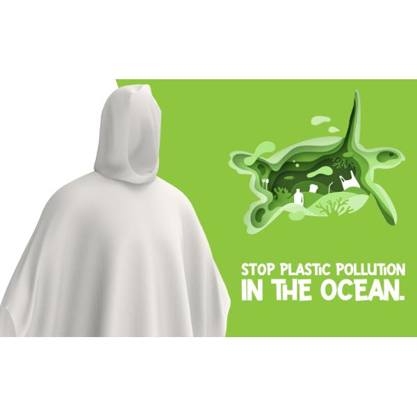 100% PLANT-BASED, Compostable, Biodegradable, Cornstarch, Recyclable, Recycled Rain Ponchos with hood adults