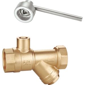  1413 Magnetic Lockable Brass Ball Valve DN20 DN25 DN32 with Triangle Patterned Stemhead &amp; Built-in Filter Function Manufactures